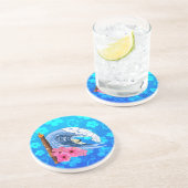 Dessous De Verre En Grès Surfer et statue de Tiki (Côté)