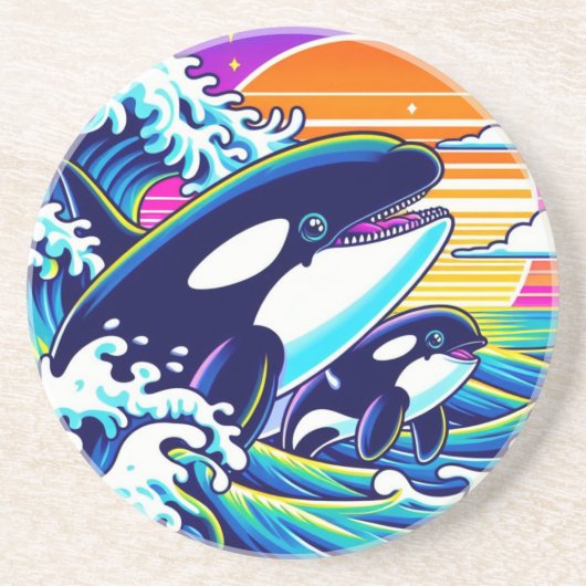 Dessous De Verre En Grès Surfer sur les vagues (Devant)