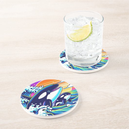 Dessous De Verre En Grès Surfer sur les vagues (Côté)