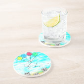 Dessous De Verre En Grès Survoler La Ville Avec Des Ballons (Côté)