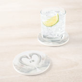 Dessous De Verre En Grès Swans romantiques Mariage Couple Monogramme (Côté)