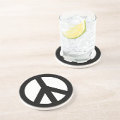 Dessous De Verre En Grès Symbole blanc noir de signe de paix (Côté)