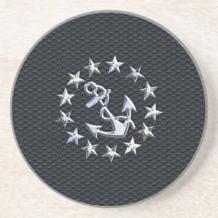 Dessous De Verre En Grès Symbole Chrome du drapeau nautique Yacht sur le Dé