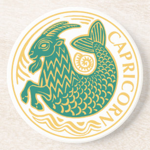 Dessous De Verre En Grès Symbole de Capricorne du Zodiaque sur un