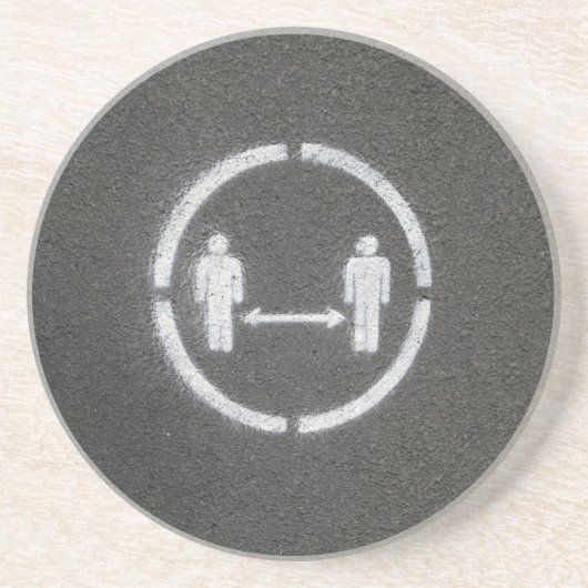Dessous De Verre En Grès Symbole de distance sociale (Devant)