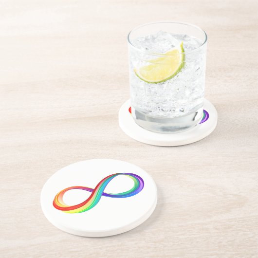 Dessous De Verre En Grès Symbole d'infinité arc-en-ciel stratifié (Côté)