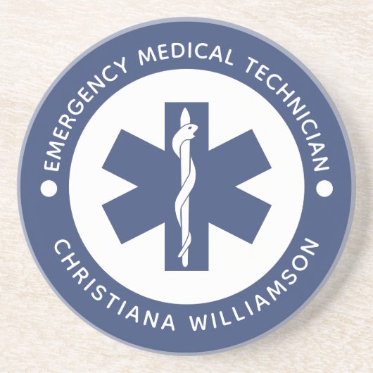 Dessous De Verre En Grès Symbole EMT personnalisé Technicien Médicale d'urg (Devant)