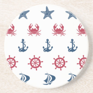 Dessous De Verre En Grès Symbole Rouge Blanc Et Bleu De La Mer Motif