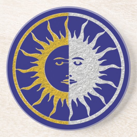 Dessous De Verre En Grès Symbole SOLEIL ET LUNE - or argent (Devant)