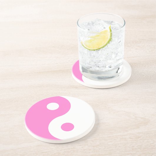 Dessous De Verre En Grès Symbole Yin Yang Rose (Côté)