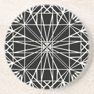 Dessous De Verre En Grès Symétrie géométrique noire et blanche