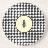 Dessous De Verre En Grès Sympa ! Monogramme Houndstooth grès jaune (Devant)