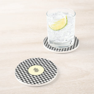 Dessous De Verre En Grès Sympa ! Monogramme Houndstooth grès jaune