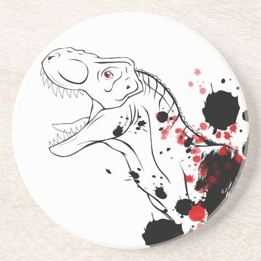 Dessous De Verre En Grès T-Rex (rouge et noir) (Devant)