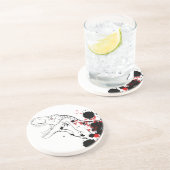 Dessous De Verre En Grès T-Rex (rouge et noir) (Côté)