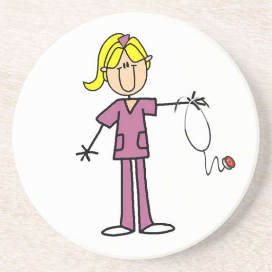 Dessous De Verre En Grès T-shirts Blond Female Stick Figure Nurse (Devant)