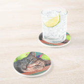 Dessous De Verre En Grès Tabby Cat Love (Côté)