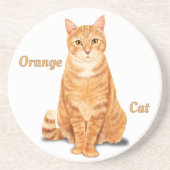 Dessous De Verre En Grès Tabby Gingembre Orange Chat Personnalisé (Devant)