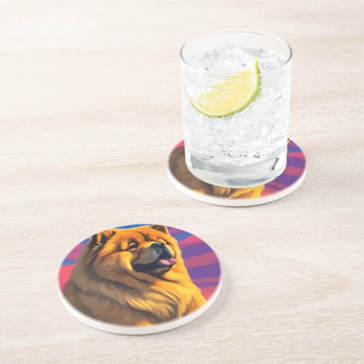 Dessous De Verre En Grès Tableau Chow Chow (Côté)