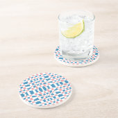 Dessous De Verre En Grès Tableau de contrôle bleu rose rétro Abstrait (Côté)