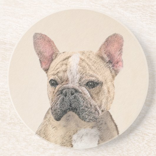 Dessous De Verre En Grès Tableau Français Bulldog (Sable) - Joli Original D (Devant)