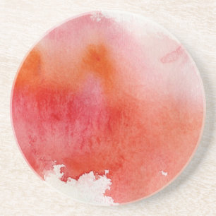 Dessous De Verre En Grès Tache rouge, peint à la main abstrait d'aquarelle