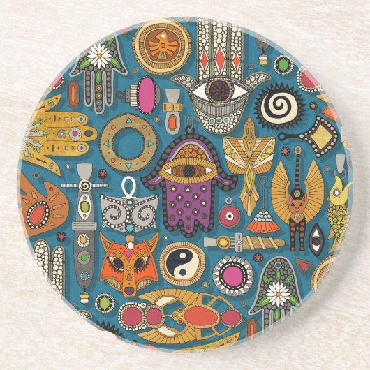 Dessous De Verre En Grès talismans paon (Devant)