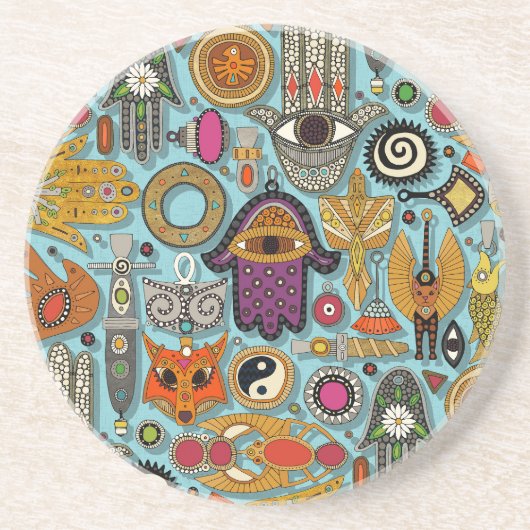 Dessous De Verre En Grès talismans piscine bleu (Devant)