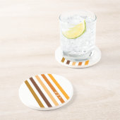 Dessous De Verre En Grès Tan Brown Orange Vertical Stripes Monogramme (Côté)