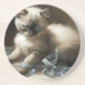 Dessous De Verre En Grès Tangle de ruban Siamese Kitten (Devant)