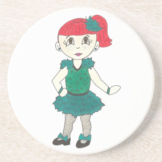 Dessous De Verre En Grès Tap Dancing Girl Redhead Freckles Enseignant de da (Devant)