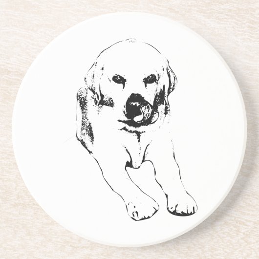 Dessous De Verre En Grès Tapis de léchage pour labrador, joyeusement soigné (Devant)