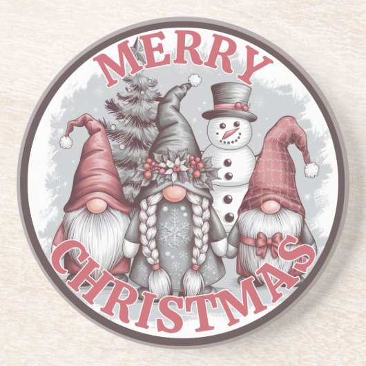 Dessous De Verre En Grès Tapis de Noël Gnomes (Devant)