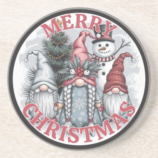 Dessous De Verre En Grès Tapis de Noël Gnomes (Devant)