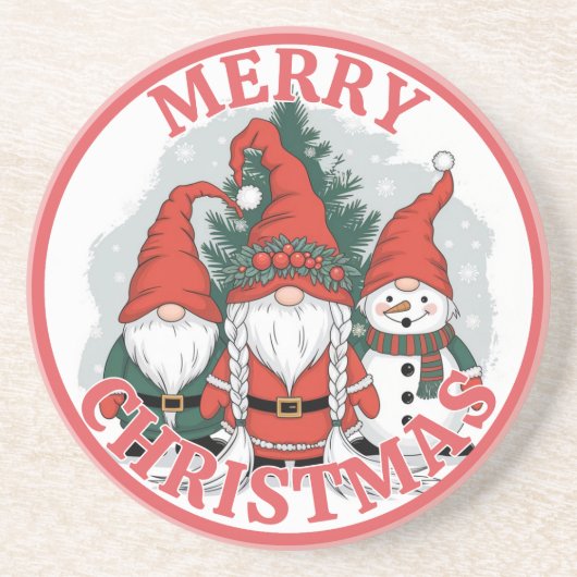 Dessous De Verre En Grès Tapis de Noël Gnomes (Devant)