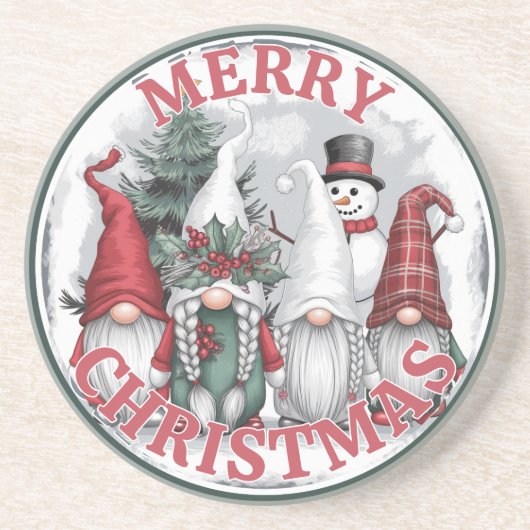 Dessous De Verre En Grès Tapis de Noël Gnomes (Devant)