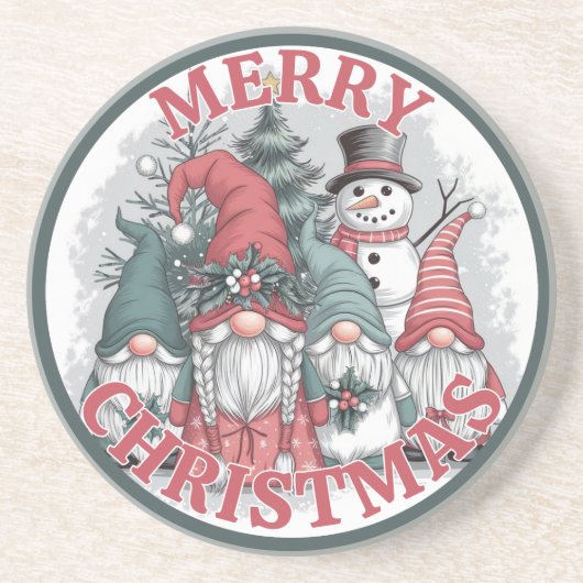 Dessous De Verre En Grès Tapis de Noël Gnomes (Devant)