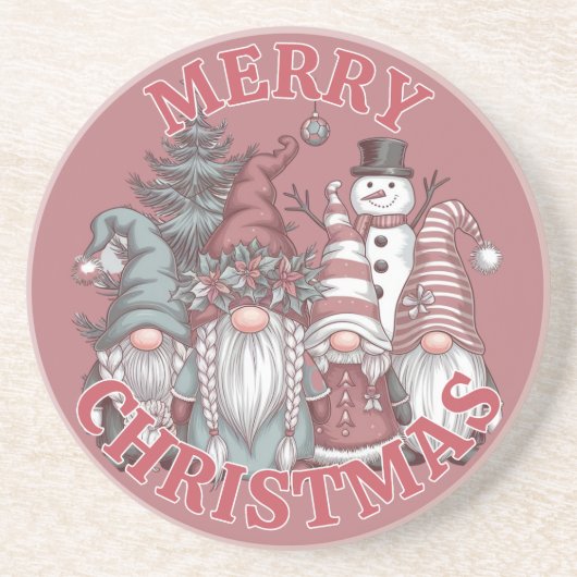 Dessous De Verre En Grès Tapis de Noël Gnomes (Devant)