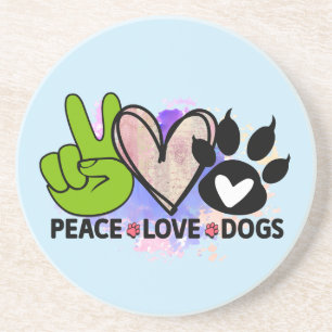 Dessous De Verre En Grès Tapis de souris Peace Love Dogs – Cadeau pour amat