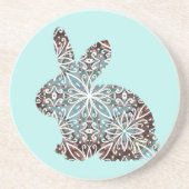 Dessous De Verre En Grès Tapis Mandala Lapin Chocolat et Bleus (Devant)