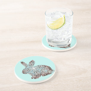Dessous De Verre En Grès Tapis Mandala Lapin Chocolat et Bleus