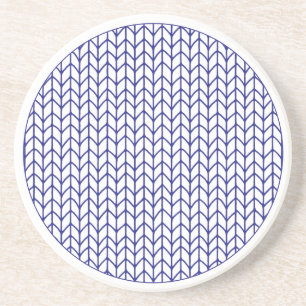 Dessous De Verre En Grès Tapis rond en grès bleu ligne tricoté 