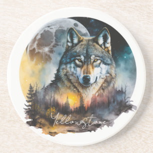 Dessous De Verre En Grès Tapisserie de grès de Yellowstone Loup