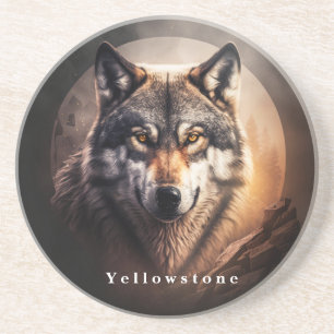 Dessous De Verre En Grès Tapisserie en grès de Yellowstone Loup