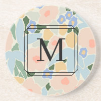 Tapisserie Monogramme Rose Pastel Bleu Clair Motif