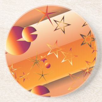 Dessous De Verre En Grès Tapisserie Orange Stars