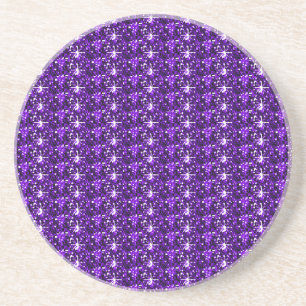 Dessous De Verre En Grès Tapisserie Violet Pailleté