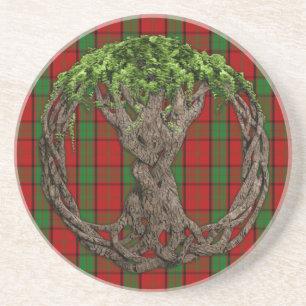Dessous De Verre En Grès Tartan de Maxwell de clan et arbre de la vie