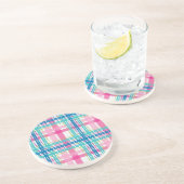 Dessous De Verre En Grès Tartan, motif de plaid (Côté)