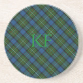 Dessous De Verre En Grès Tartan officiel Fergusson avec monogramme / initia (Devant)